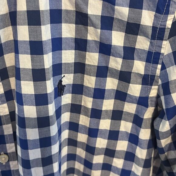 Ralph Lauren Navy and White Plaid boys button up shirt size xl - Picture 2 of 3